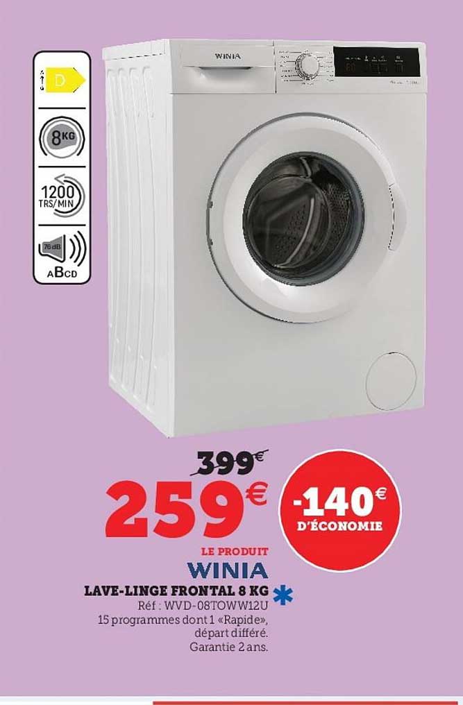 lave-linge frontal 8 kg winia