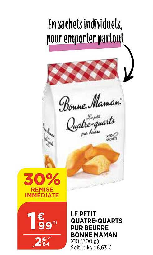 le petit quatre-quarts pur beurre bonne maman 30% remise immédiate