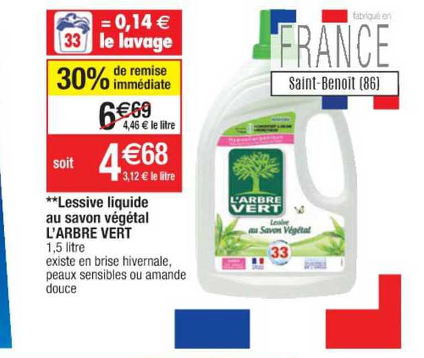 lessive liquide au savon végétal l'arbre vert