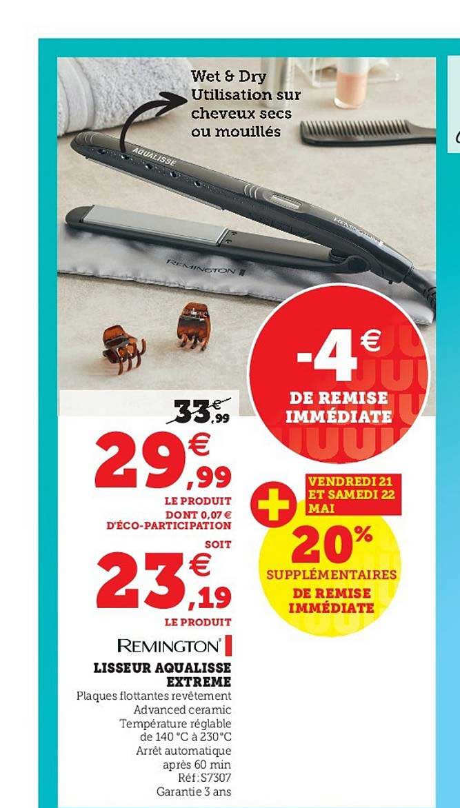 lisseur aqualisse extrême remington