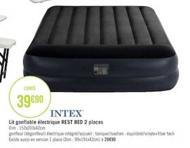 lit gonflable électrique rest bed 2 places intex