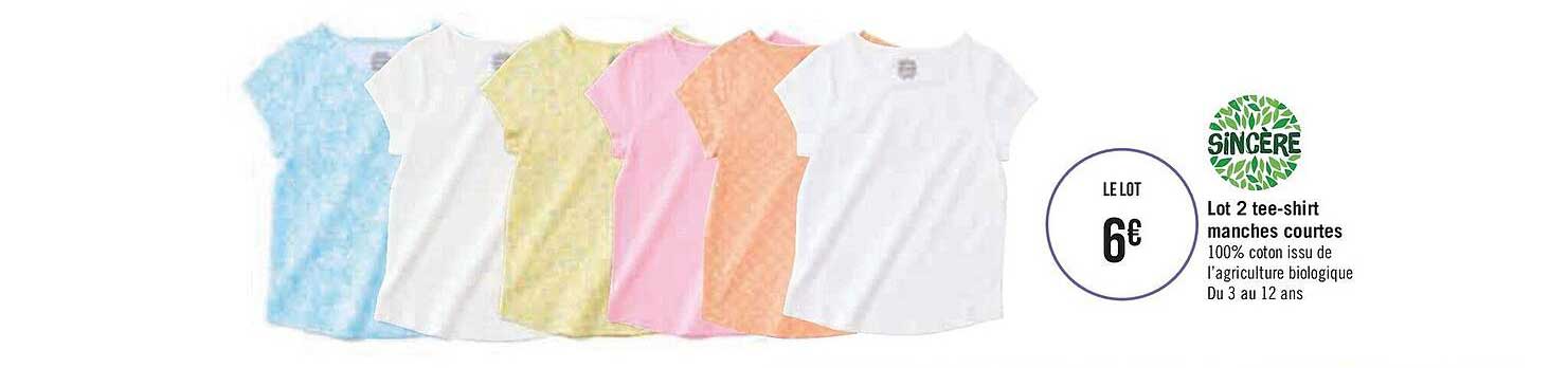 Lot 2 Tee-shirt Manches Courtes Sincère