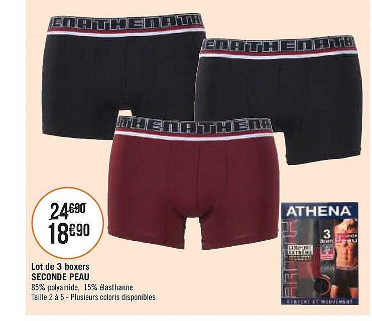 lot de 3 boxers seconde peau