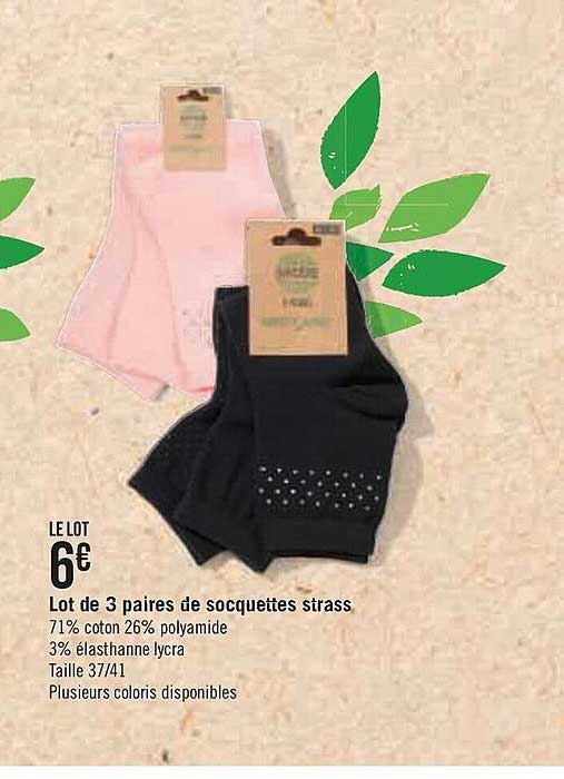 lot de 3 paires de socquette strass