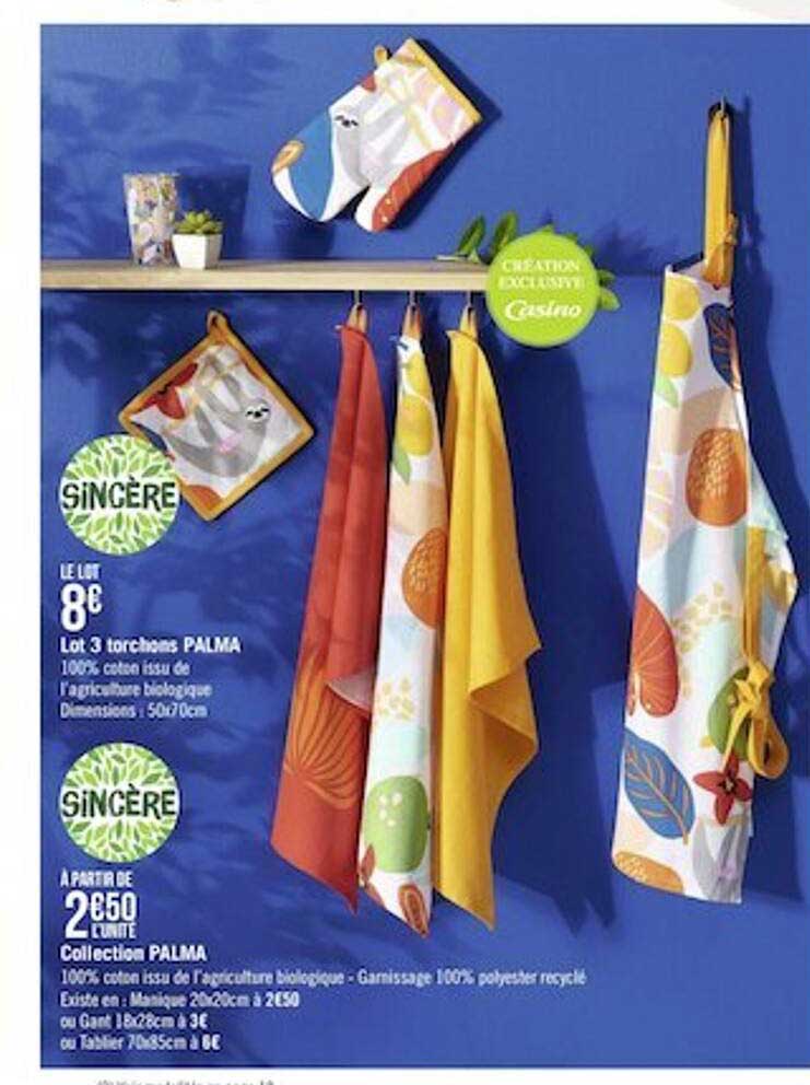 Lot De 3 Torchons Palma Sincère, Collection Palma Sincère