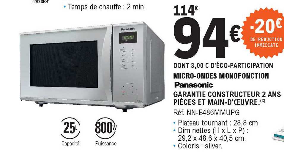 micro-ondes monofonction panasonic