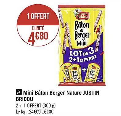 mini bâton berger nature justin bridou