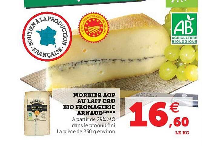 morbier aop au lait cru bio fromageries arnaud