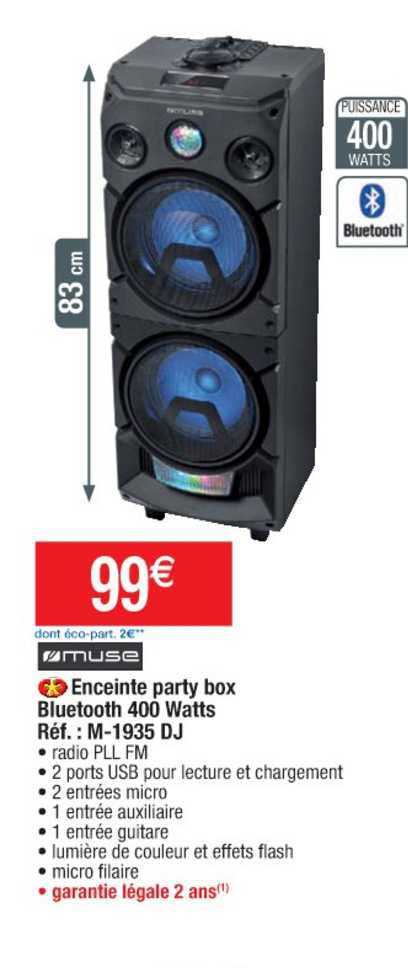muse enceinte party box bluetooth 400 watts