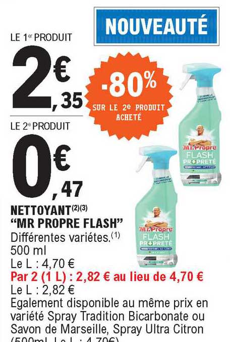 nettoyant mr propre flash -80% sur le 2e produit acheté