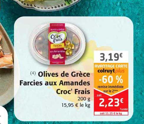 olives de grèce farcies aux amandes croc' frais