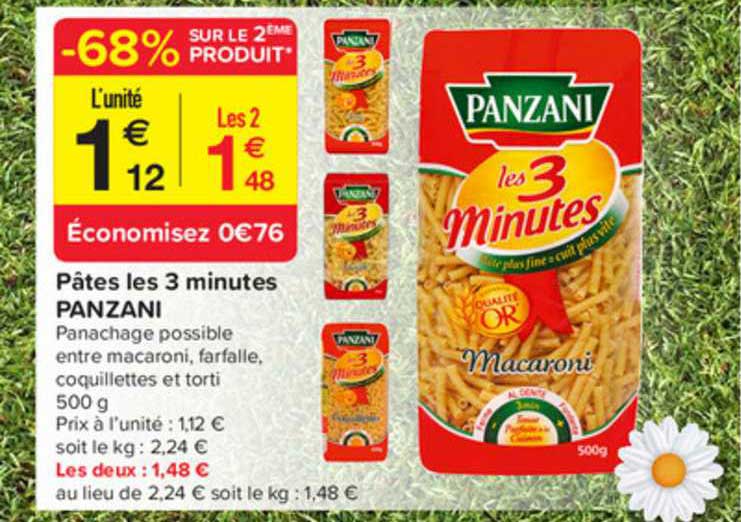 pâtes les 3 minutes panzani