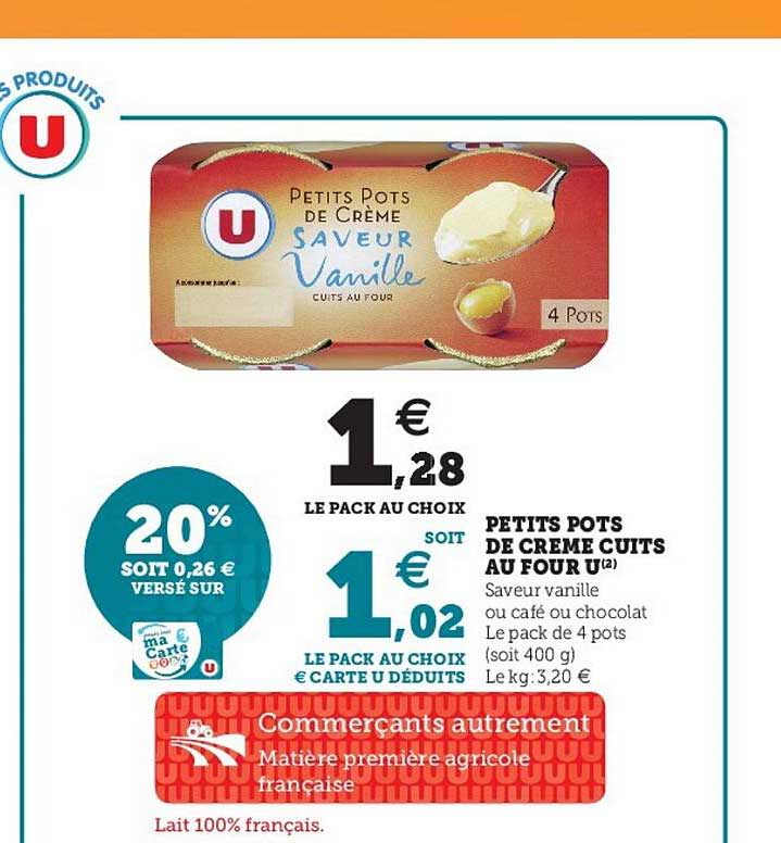 petits pots de crème cuits au four u