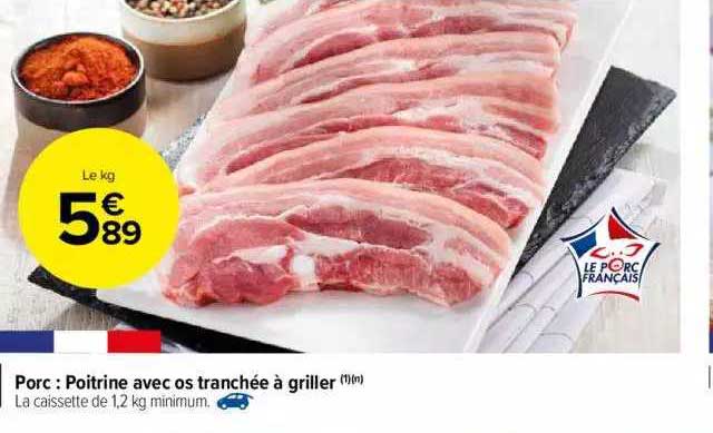 Porc : Poitrine Avec Os Tranchée à Griller