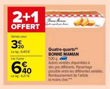 quatre-quarts bonne maman 2+1 offert