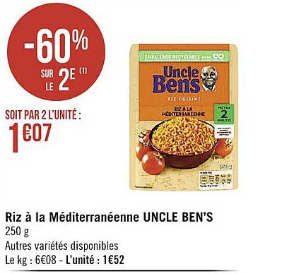 riz à la méditerranéenne uncle ben's