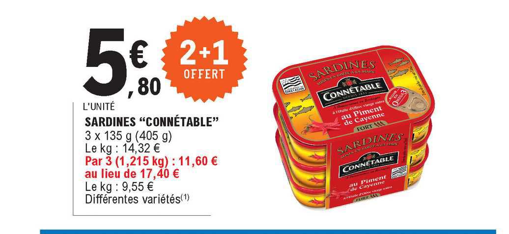 Sardines Connétable 2+1 Offert