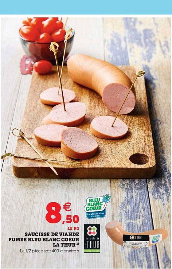 Saucisse De Viande Fumée Bleu Blanc Coeur La Thur