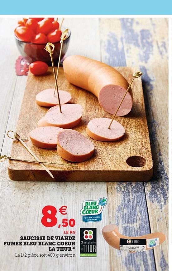 Saucisse De Viande Fumée Bleu Blanc Coeur La Thur