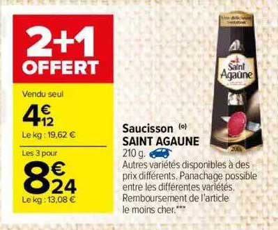 Saucisson Saint Aguane 2+1 Offert