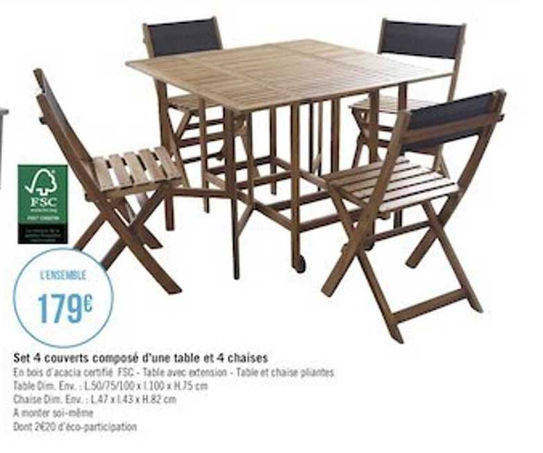 Set 4 Couverts Composé D'une Table Et 4 Chaises