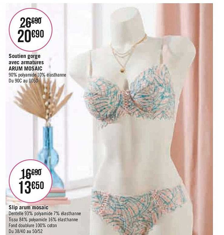 soutien gorge avec armatures arum mosaïc, slip arum mosaïc