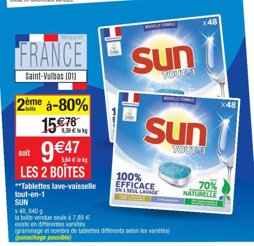 tablettes lave-vaisselle tout-en-1 sun