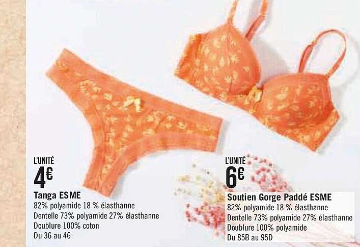tanga esme, soutien gorge paddé esme