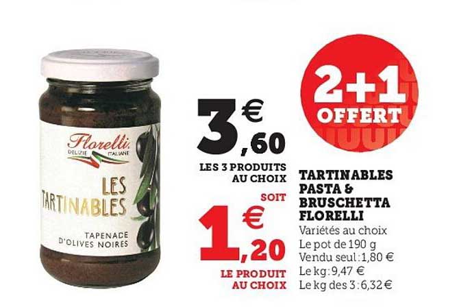 Tartinables Pasta & Bruschetta Florelli 2+1 Offert