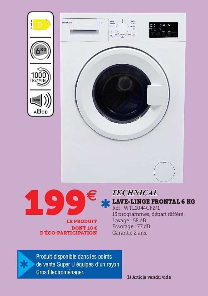 technical lave-linge frontal 6 kg