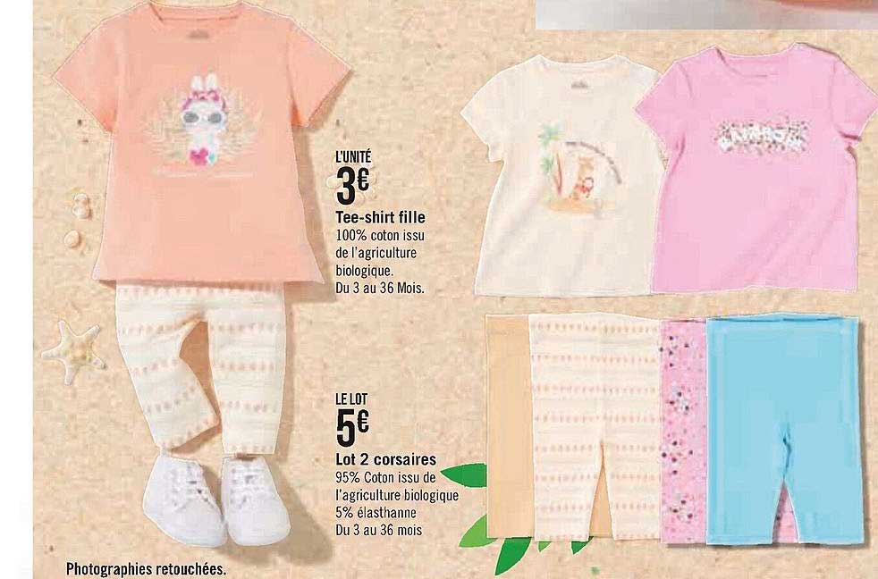 tee-shirt fille, lot 2 corsaires
