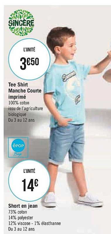 tee shirt manche courte imprimésincère, short en jean