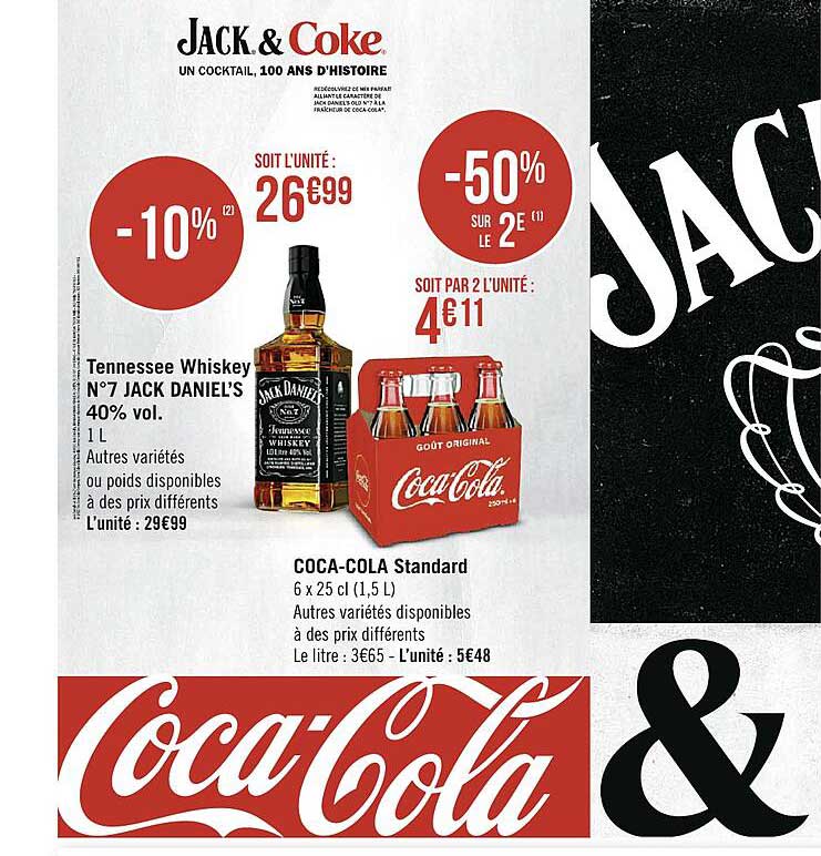 tennessee whiskey no 7 jack daniel's 40% vol. coca-cola standard