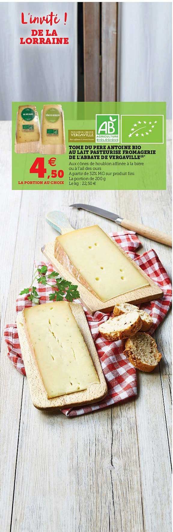 tome de père antoine bio au lait pasteurisé fromagerie de l'abbaye de vergaville