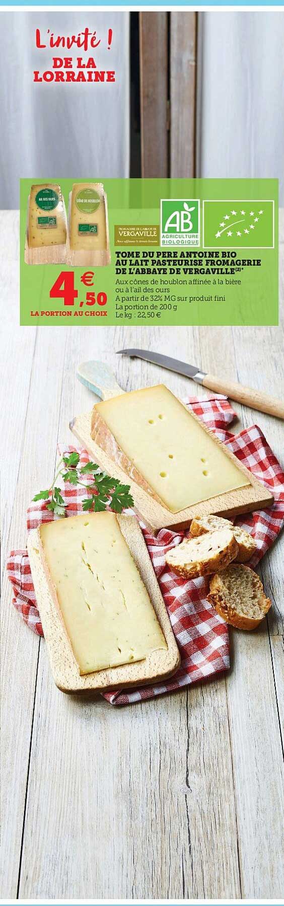 tome de père antoine bio au lait pasteurisé fromagerie de l'abbaye de vergaville