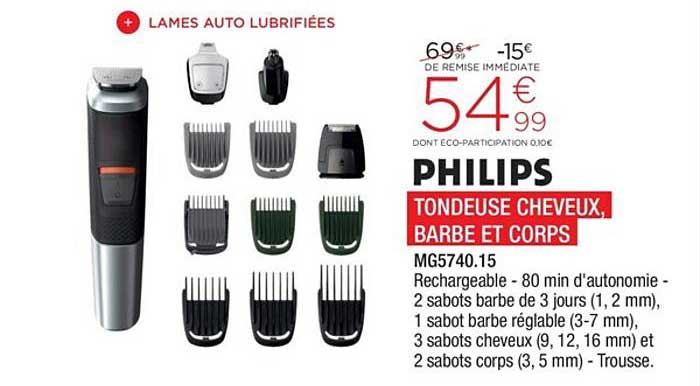tondeuse cheveux barbe et corps philips
