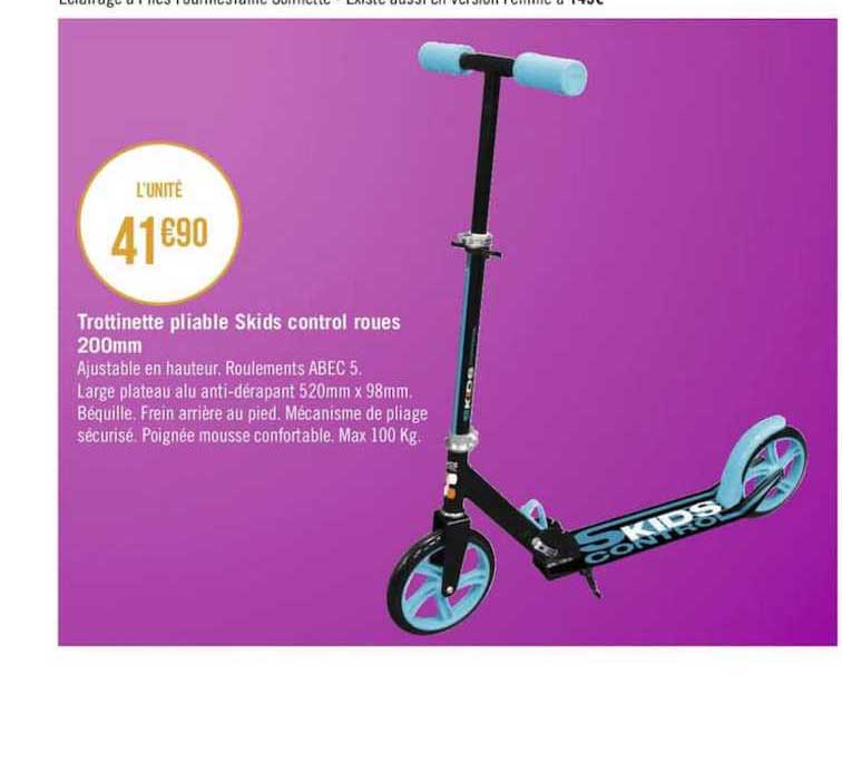 trottinette pliable skids control roues 200mm