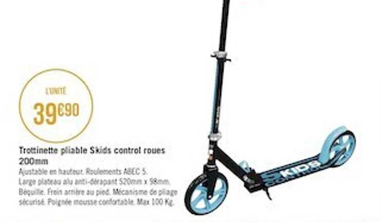 trottinette pliable skids control roues 200mm