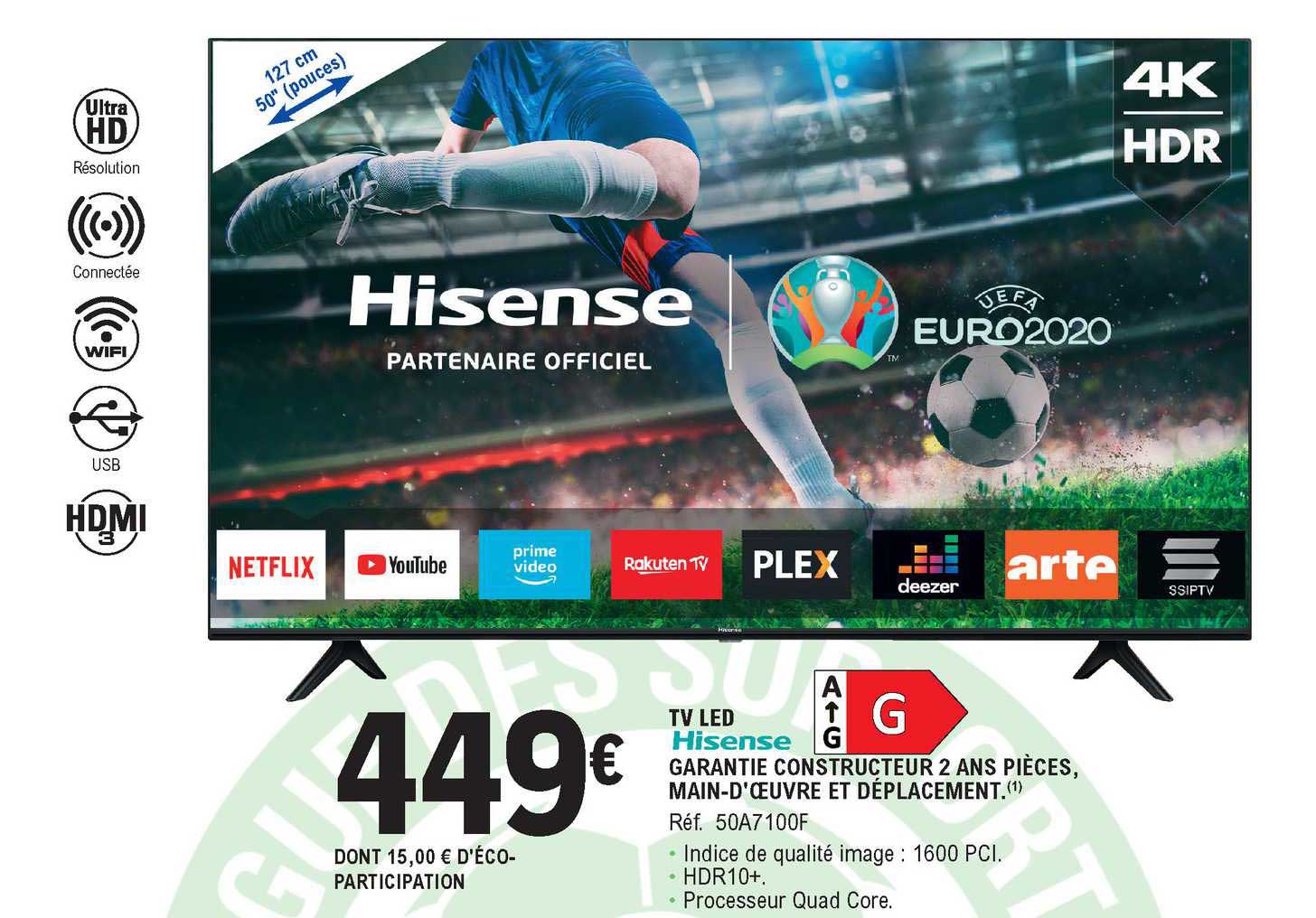 tv led 127cm 50'' pouces hisense