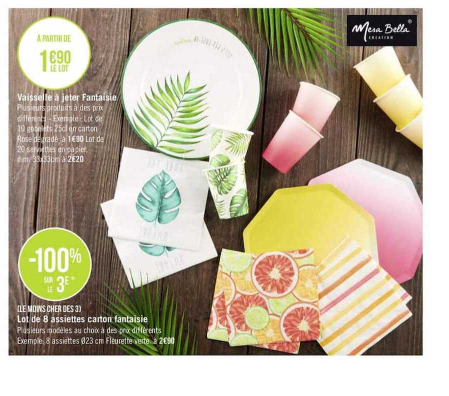 vaisselle à jeter fantaisie, lot de 8 assiettes carton fantaisie