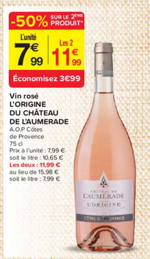 vin rosé l'origine du château de l'aumerade