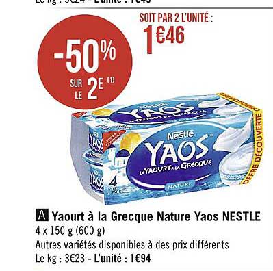 Yaourt A La Grecque Nature Yaos Nestle