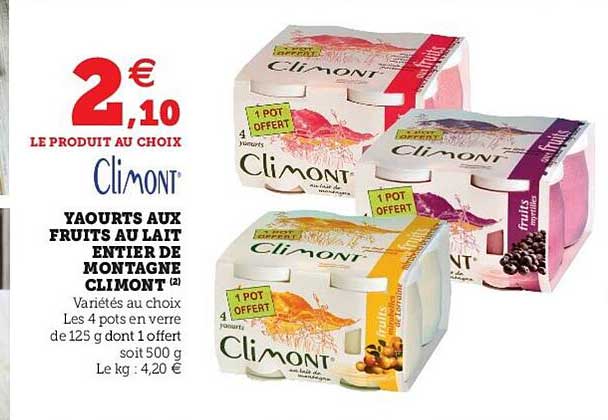 Yaourts Aux Fruits Au Lait Entier De Montagne Climont