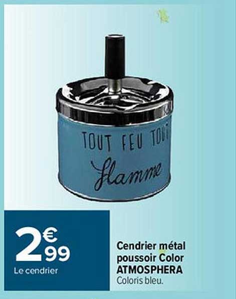 cendrier métal poussoir color atmosphera