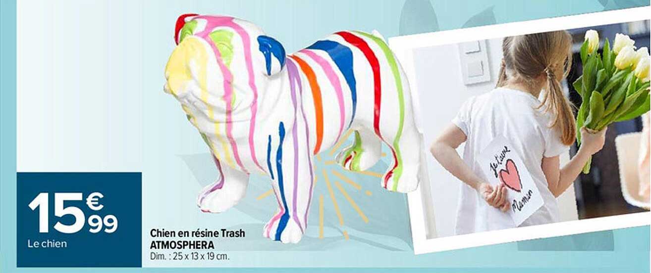 chien en résine trash atmosphera