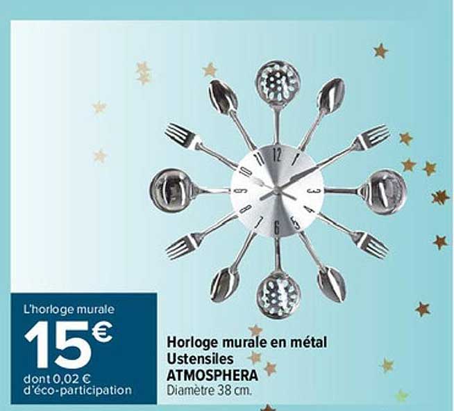 Horloge Murale En Métal Ustensiles Atmosphera