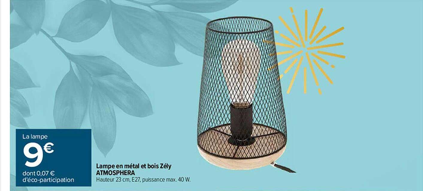 Lampe En Métal Et Bois Zély Atmosphera