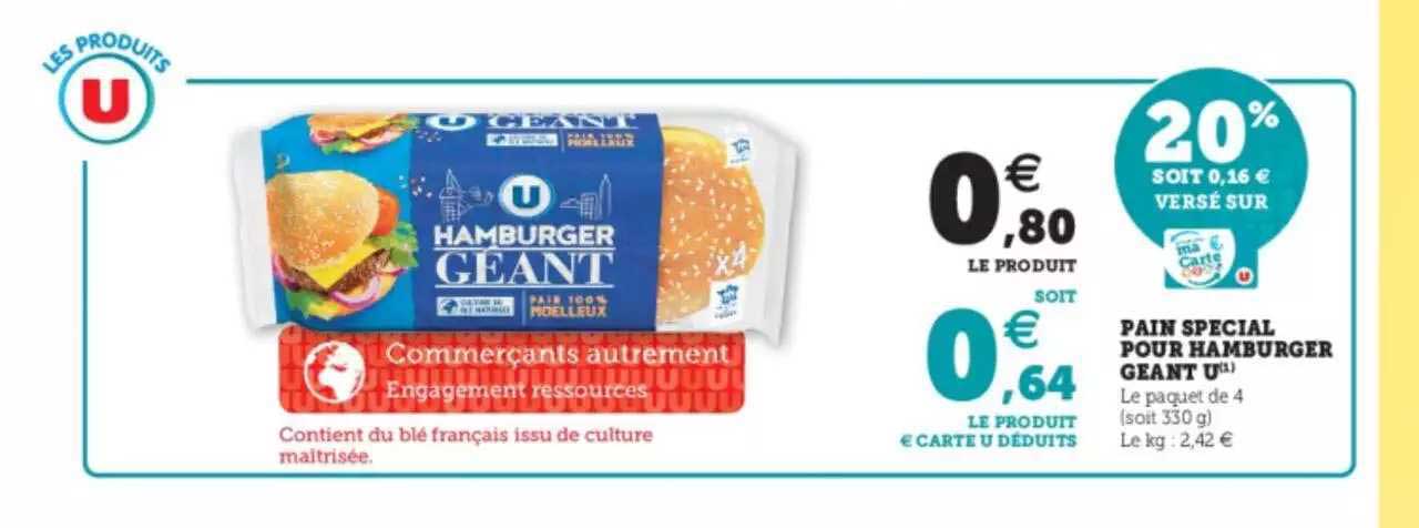 Pain Spécial Pour Hamburger Géant U