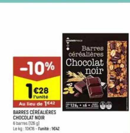 Barres Céréalières Chocolat Noir