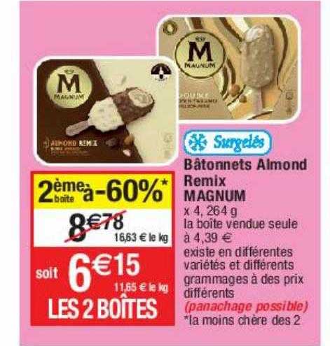 Bâtonnets Almond Remix Magnum